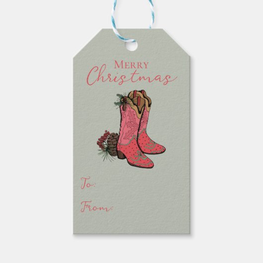 Grün Land frohe Weihnachten bis von Geschenkmarke Geschenkanhänger (Vorderseite)