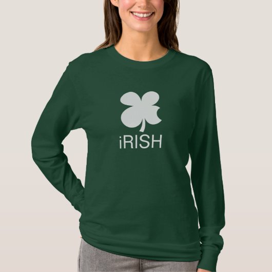 Grün lange Ärmel Irish Clover St Patrick's Day T-Shirt (Vorderseite)