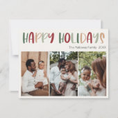 Grün Lässige Feiertage Drei Fotos Feiertagskarte (Vorderseite)