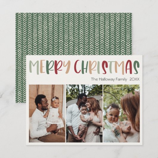 Grün Lässige Weihnachten Drei Fotos (Vorne/Hinten)