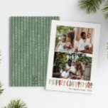 Grün Lässige Weihnachten Vertikal 3 Foto<br><div class="desc">Diese lässige Weihnachts-Weihnachtskarte mit 3 Fotos ist perfekt für Ihre lustige, kreative und helle Weihnachtsfeier. Es ist ein einzigartiger, spielerischer, moderner Schriftart in Rot, Boho Bräune und heller und dunkelgrüner Farbe, die für ein fröhliches, saisonales Ambiente sorgen. Wenn Sie Ihren Lieben den dunklen Winter mit niedlichem Feiertagsjubeln näher bringen wollen,...</div>