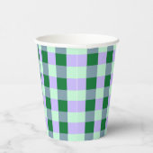 Grün & Lavendel Gingham Streifen Karo Muster Pappbecher (Rechts)