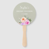 Grün leuchtende Rose Rosa Brautparty Fächer (Vorderseite)