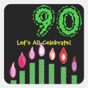 Grün leuchtet 90. Geburtstag ließ uns alle feier Quadratischer Aufkleber