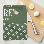 Grün | LIEBE LEBT HIER | Stilvoll anpassbar Geschirrtuch (Viertel Falte)