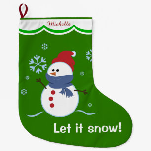 Grün ließ es schneien der personalisierte Snowma Großer Weihnachtsstrumpf