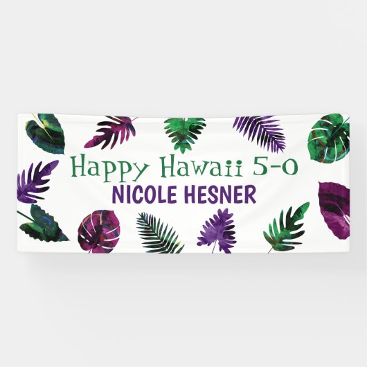 Grün, Lila, Berry Pink Hawaii 5-0 50. Banner (Horizontal)