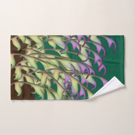 Grün + Lila Blattfarbe Grün Badhandtuch Set (Handtuch)