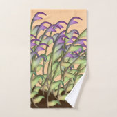 Grün + Lila Blattpfirsiche Badhandtuch Set (Handtuch)