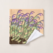 Grün + Lila Blattpfirsiche Badhandtuch Set (Waschlappen)