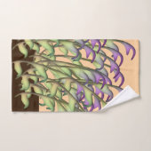 Grün + Lila Blattpfirsiche Badhandtuch Set (Handtuch)