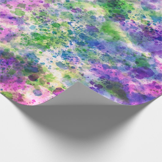 Grün Lila blauer Paint Splash Abstrakt Geschenkpapier (Ecke)