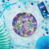 Grün Lila blauer Paint Splash Abstrakt Pappteller (Party)