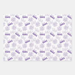 GRÜN LILA GELB MARDI GRAS THEMEN GESCHENKPAPIER SET