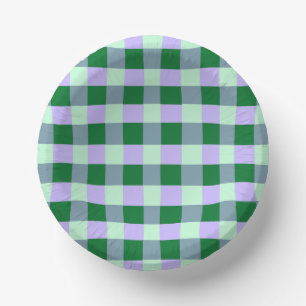 Grün-lila Gingham-Streifen Karomuster Pappteller