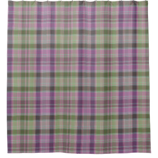 Grün, lila klassischer Tartan. Duschvorhang (Vorderseite)