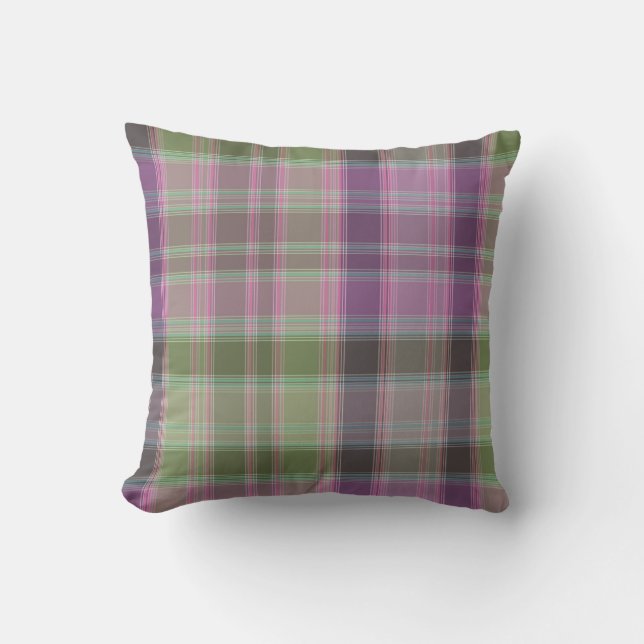 Grün, lila klassischer Tartan Kissen (Vorderseite)