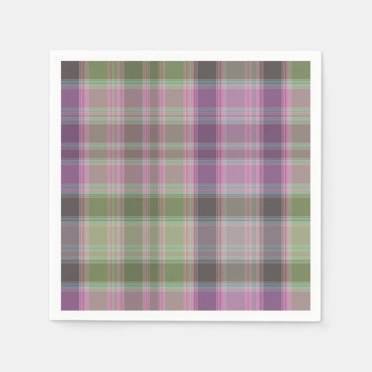 Grün, lila klassischer Tartan. Serviette (Vorderseite)