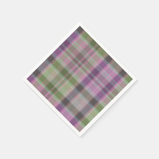 Grün, lila klassischer Tartan. Serviette (Ecke)