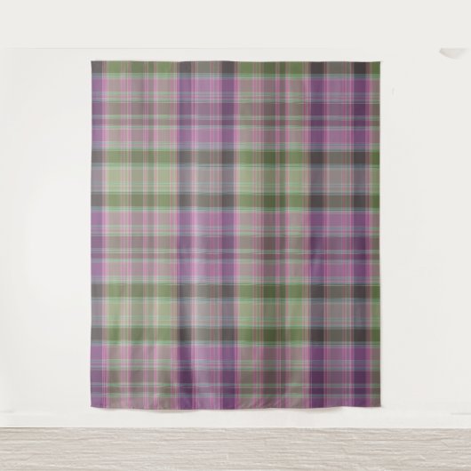Grün, lila klassischer Tartan. Wandteppich (Vorderseite)
