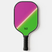 Grün Lila Personalisierte Initialen Pickleball Schläger (Rückseite)