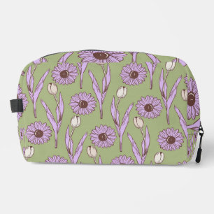 Grün lila Retro Y2K funky Hippie Blumen Muster Waschbeutel
