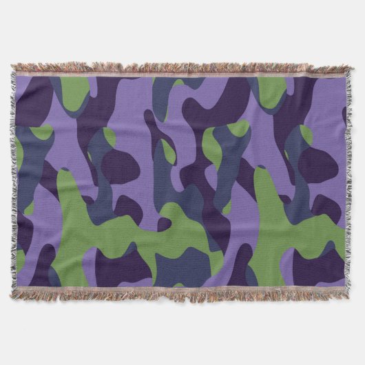 Grün Lila und Blau Camo abstrakt Decke (Vorderseite)