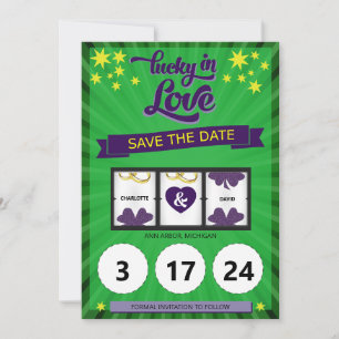 Grün Lucky in Love Hochzeitsankündigung Save The Date