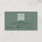 Grün Luxus Minimalist QR-Code Professional Visitenkarte (Rückseite)
