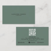 Grün Luxus Minimalist QR-Code Professional Visitenkarte (Vorne/Hinten)