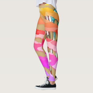 Grün, mehrfarbig, Camouflage, Muster, USA-Tattoo-F Leggings
