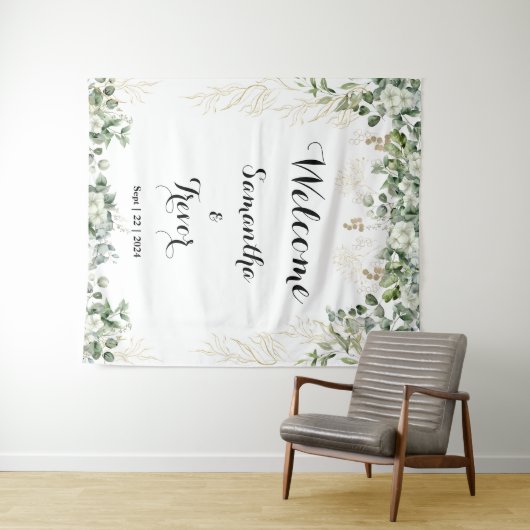 Grün & Metallisches Gold Blooms: Ein Begrüßungsemp Wandteppich (Beispiel (Horizontal))