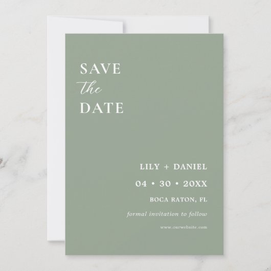 Grün-Minimal-Foto-Save the Date-Karte Save The Date (Vorderseite)