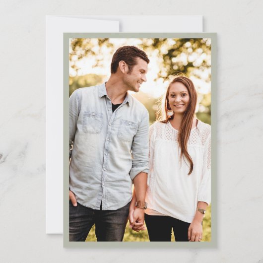 Grün-minimale Hochzeit speichern Sie das Datum Save The Date (Rückseite)