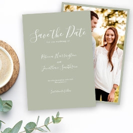 Grün-minimale Hochzeit speichern Sie das Datum Save The Date