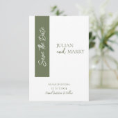 GRÜN Minimalist Save The Date (Stehend Vorderseite)