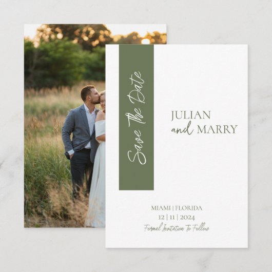 GRÜN Minimalist Save The Date (Vorne/Hinten)