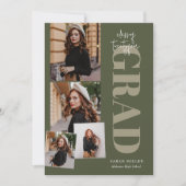 Grün Minimalistisch, modern, 5 Pic Abschluss Einladung (Vorderseite)