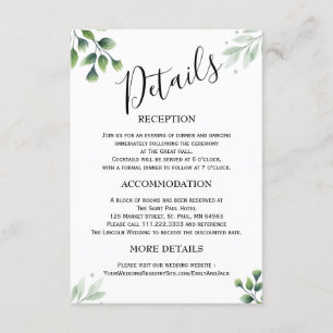 Grün-Minimalistische Hochzeitseinlagenkarten Begleitkarte