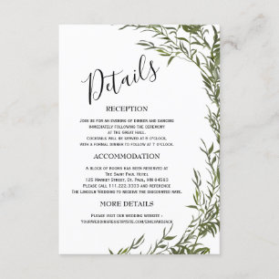 Grün-Minimalistische Hochzeitseinlagenkarten Begleitkarte