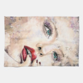 Grün Mit Augen Hübsche Frau Küchentücher (Horizontal)