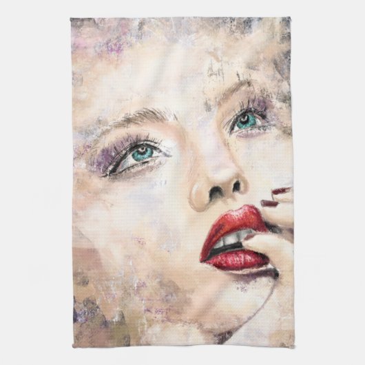 Grün Mit Augen Hübsche Frau Küchentücher (Vertikal)