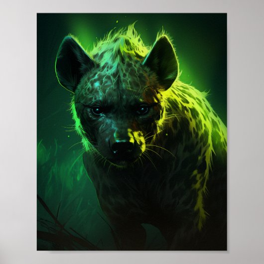 Grün-Mit Augen Hyena-Wildtierposter Poster (Vorne)