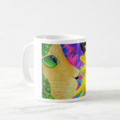 Grün-Mit Augen Katze mit Marienkäfer und Blume Kaffeetasse (Vorderseite Links)