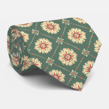 Grün mit Beige-Flora-Muster