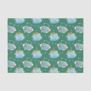 Grün mit blauer Farbe Seidenpapier