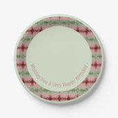 Grün mit Blumenmuster Pappteller (Vorderseite)