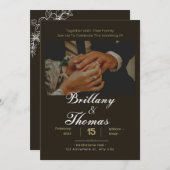 Grün mit einem romantischen Bild eines Paares Einladung (Vorne/Hinten)