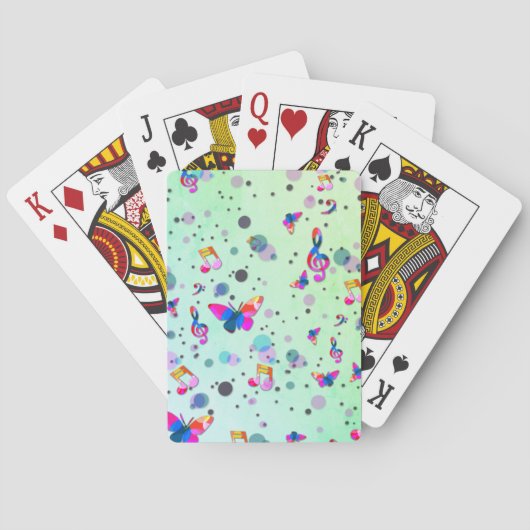 Grün mit farbigem Musikdesign Spielkarten (Rückseite)