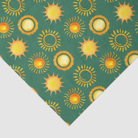 Grün mit gelber Sonne Seidenpapier (Ausschnitt)